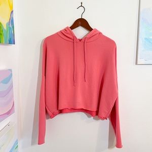 EUC Aerie Cropped Sweatshirt Hoodie - Hot Pink, XL